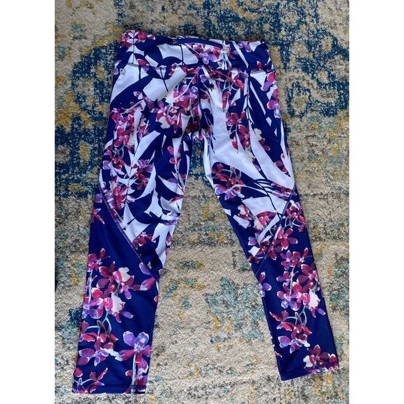 Fabletics High Waist Leggings Vibrant Floral Print Compression Workout Yoga Gym - Picture 3 of 7